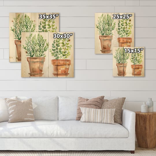 Designart - Two Green House Plants In Orange Flower Pots